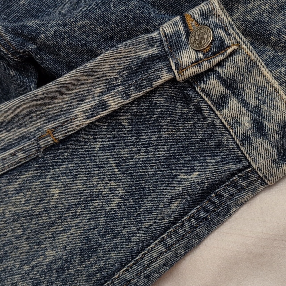 Vintage Acid Wash 80s Denim Jacket Ford Motocraft Racing size XL Made In The USA - Picture 5 of 10